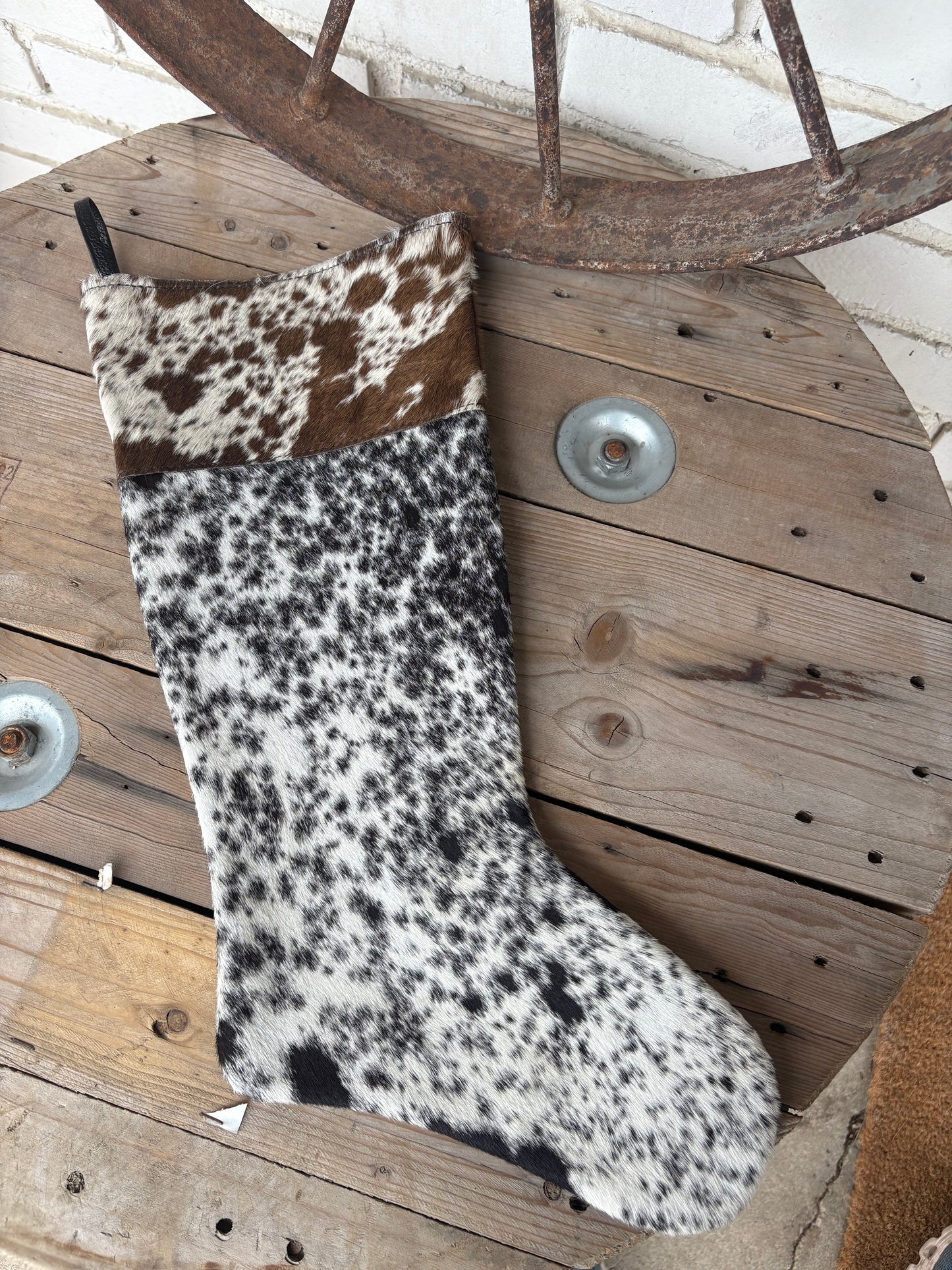 Cowhide Stocking - Black Leather