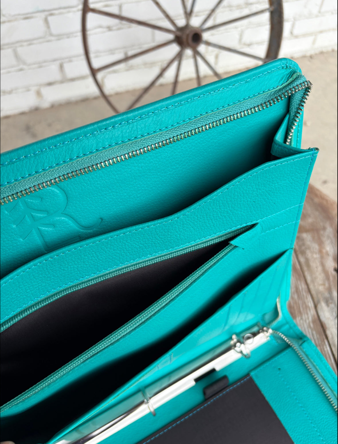 Turquoise Leather Cowhide Planner