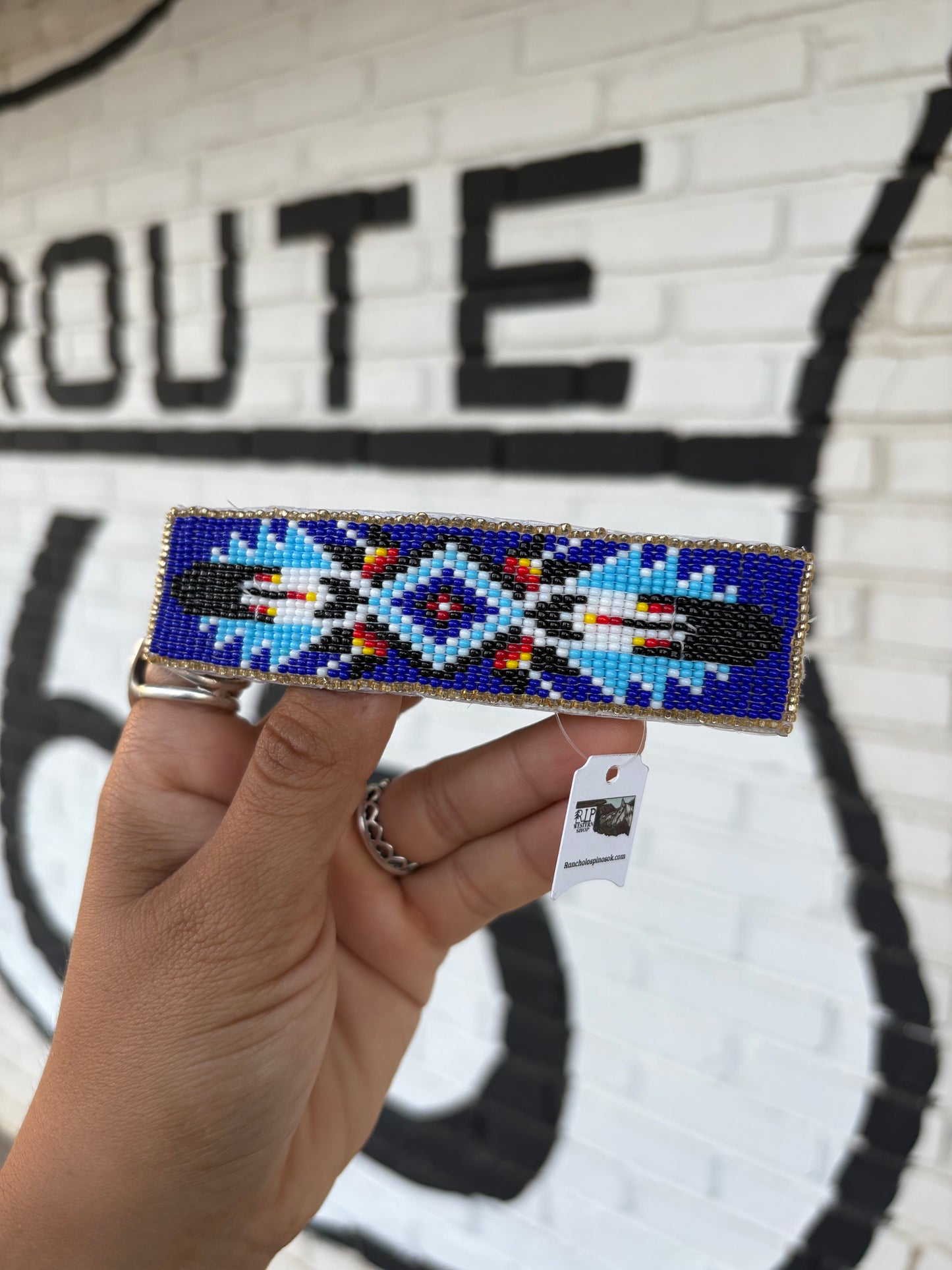 Blue Beaded Barrette