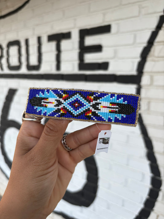 Blue Beaded Barrette