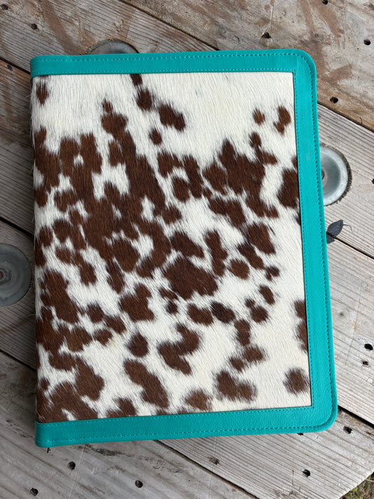 Turquoise Leather Cowhide Binder