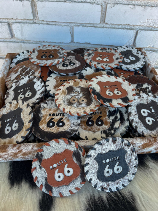 ROUTE66 Cowhide Coasters