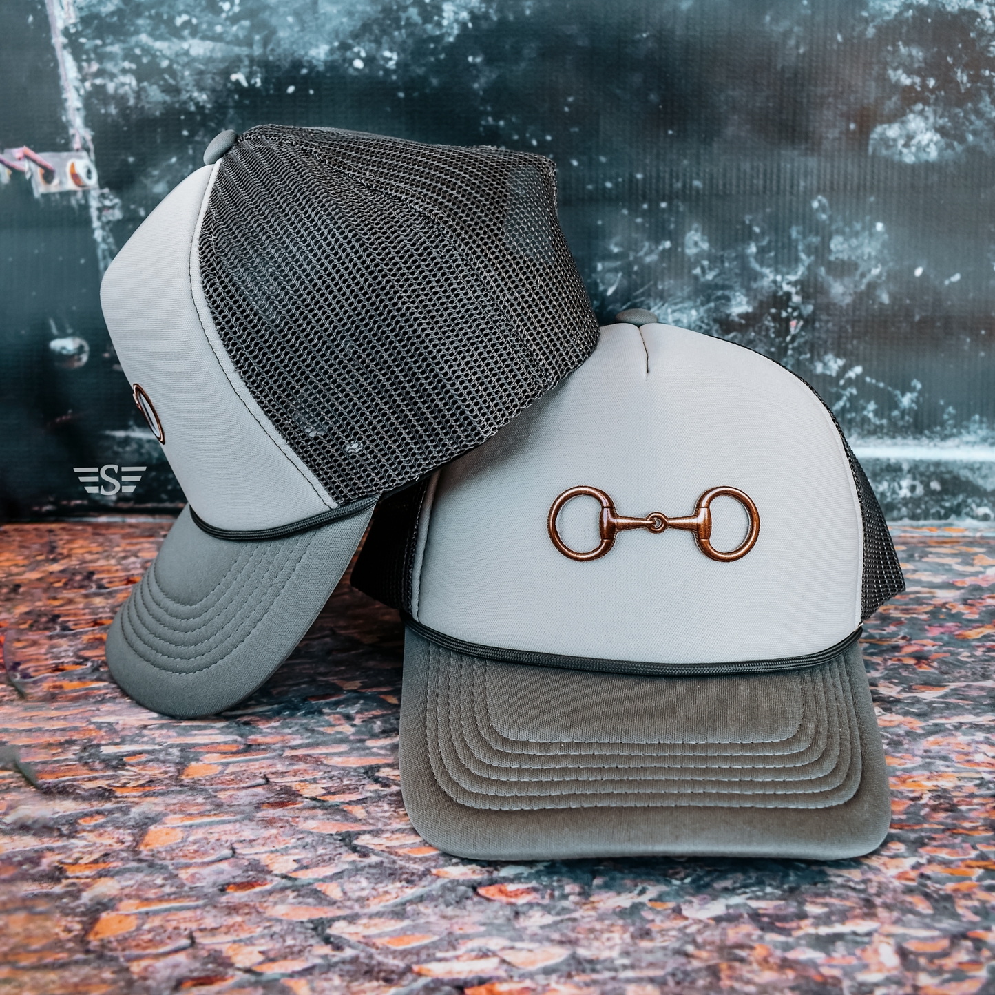 Snaffle Bit Completed Printed Mesh Back Cap: Charcoal Tri Magna Pony