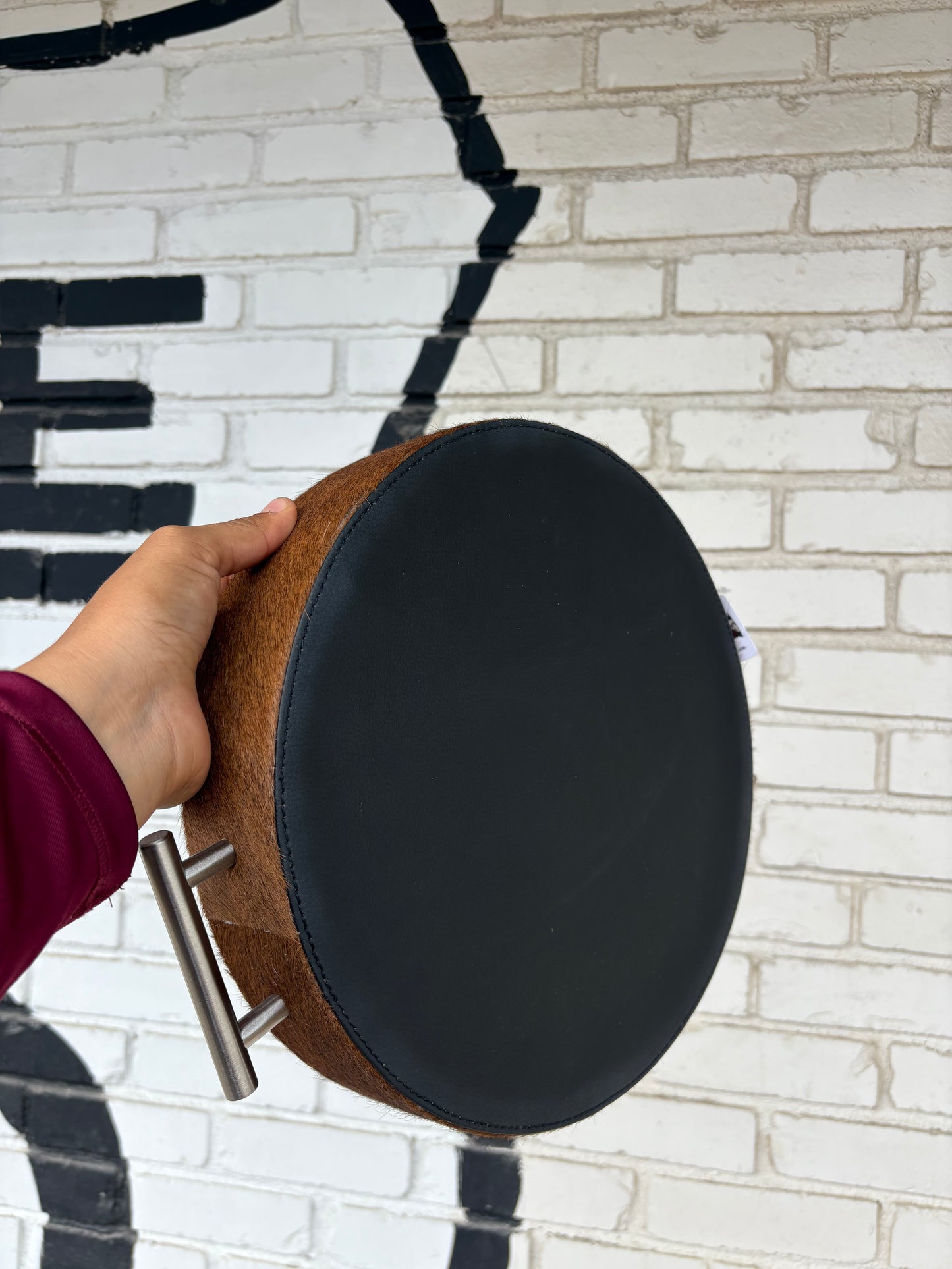 Small Round Cowhide Tray