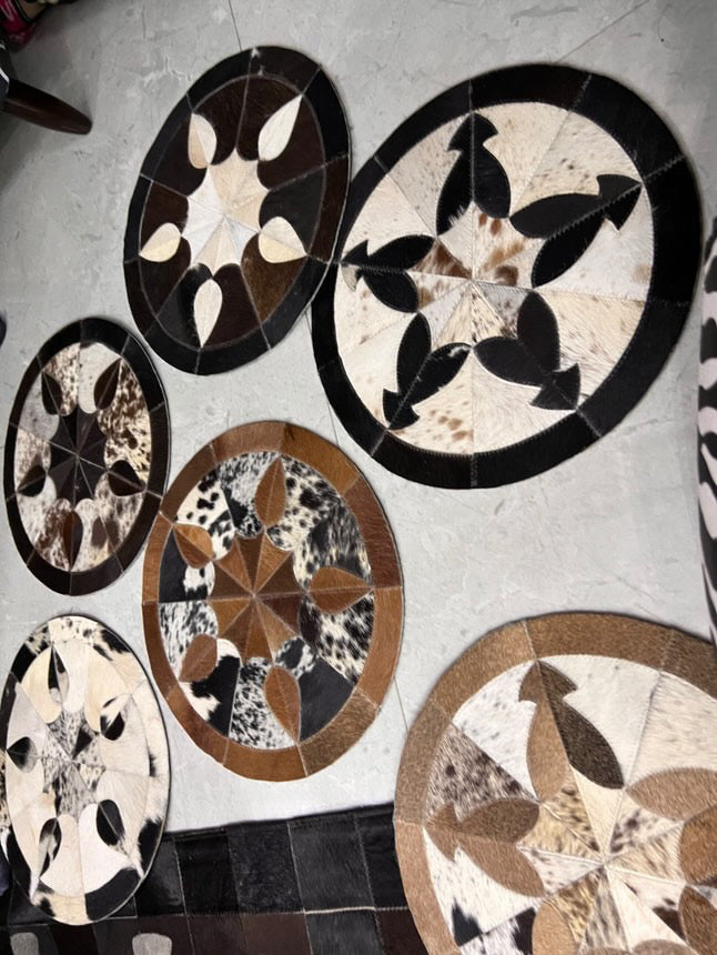 COWHIDE Table Mats - 15” Round