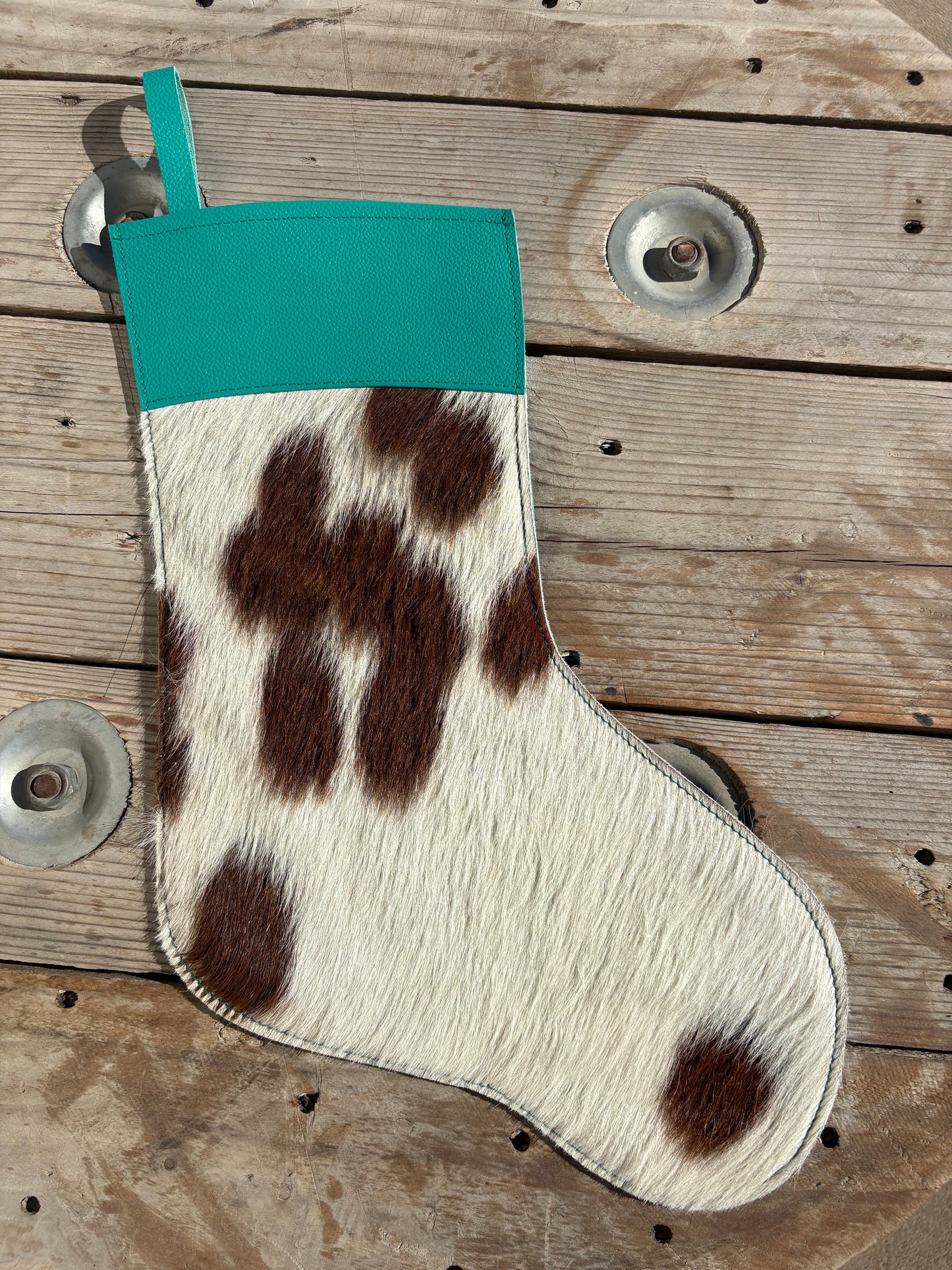 Cowhide Stocking - turquoise