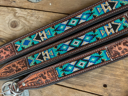 Aqua Beaded Dog Collar