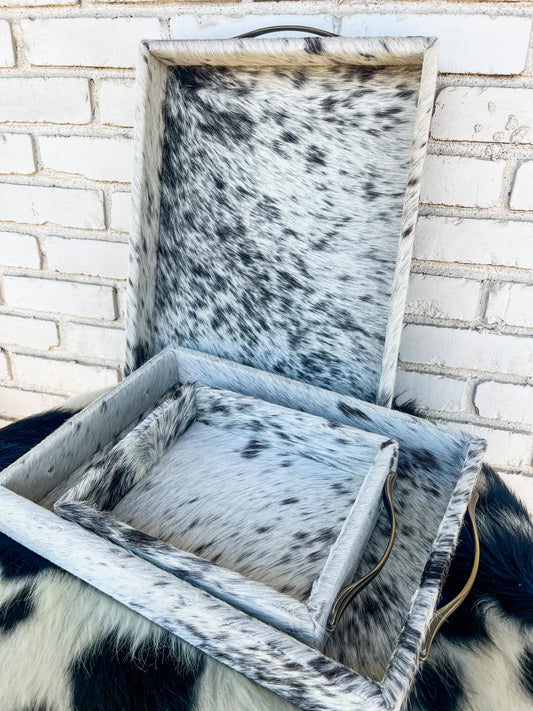 Salt & Pepper Cowhide Tray Set (s,m,l)