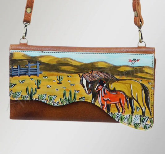 Horses Leather Crossbody Wallet/Purse