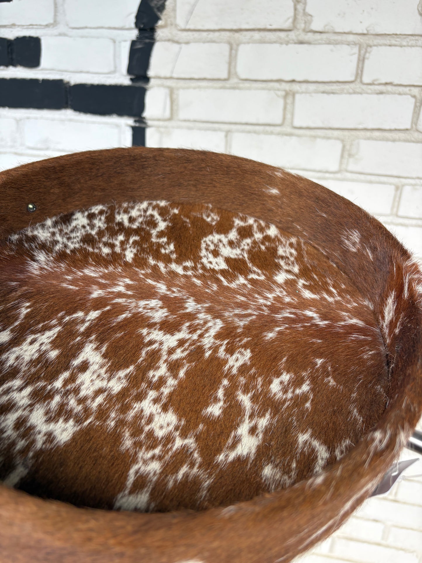 Small Round Cowhide Tray