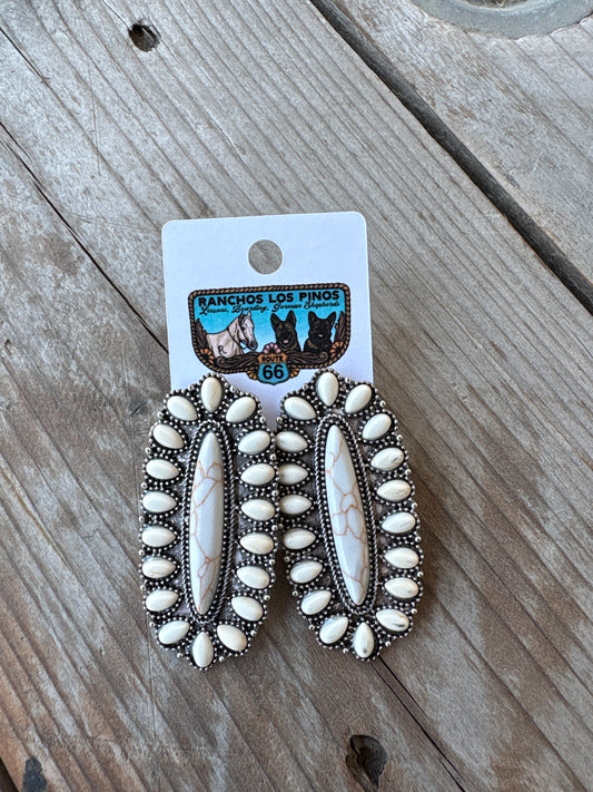 White Concho Post Earrings