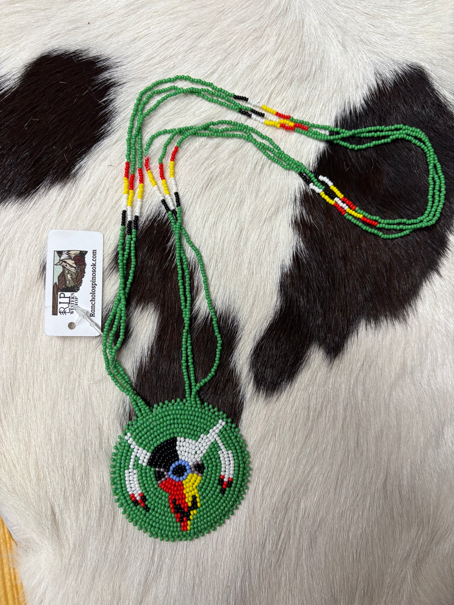 Bison Feather Skull Pendant Necklace