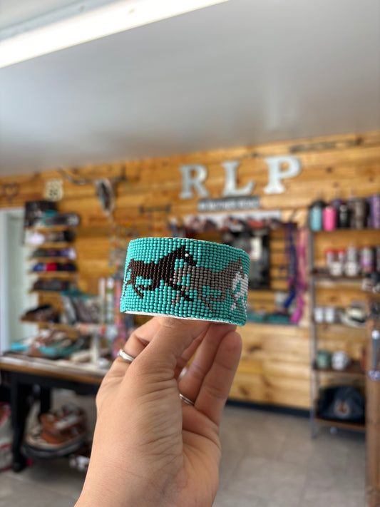 Horses Turquoise Bead Cuff