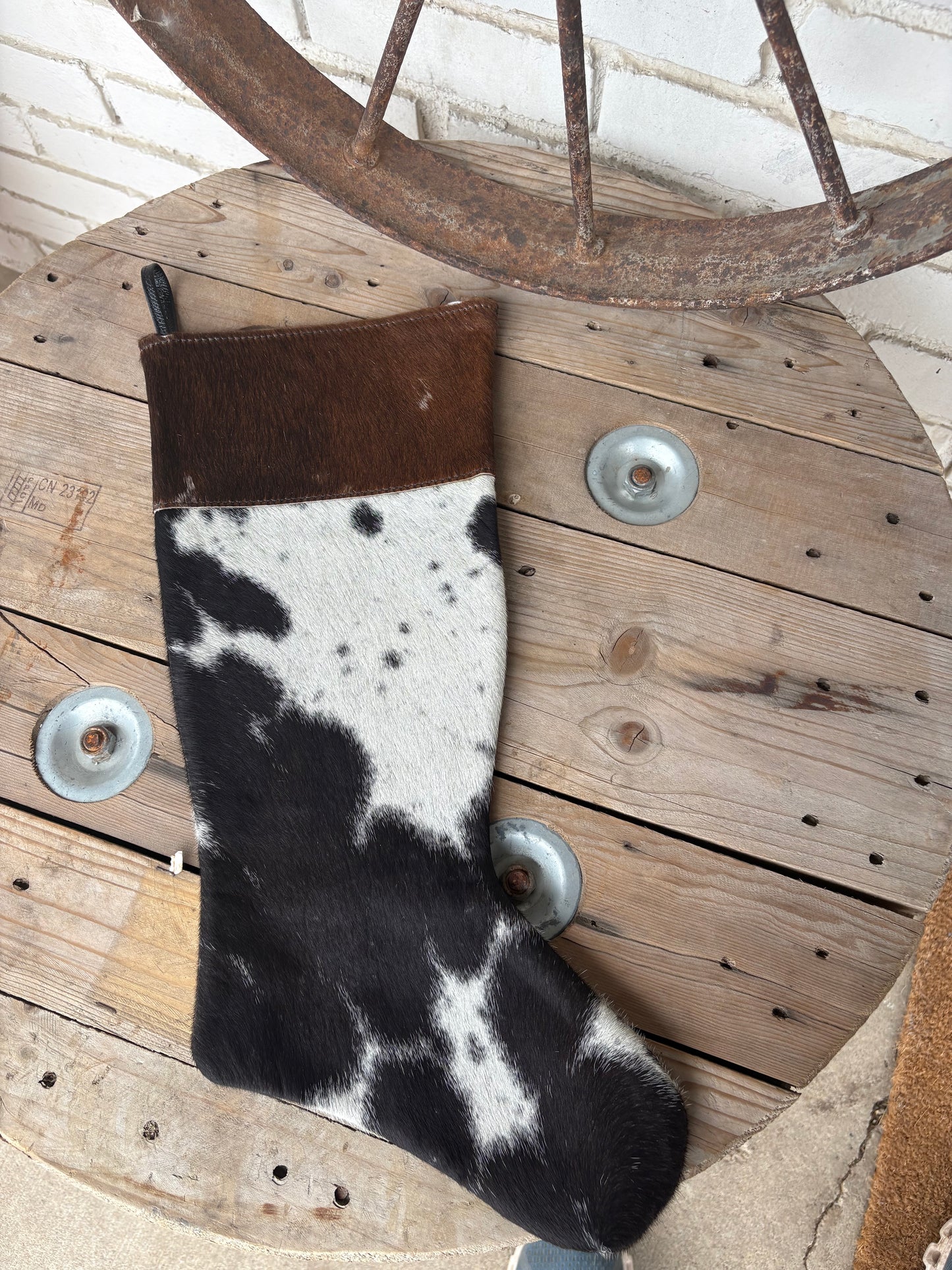 Cowhide Stocking - Black Leather