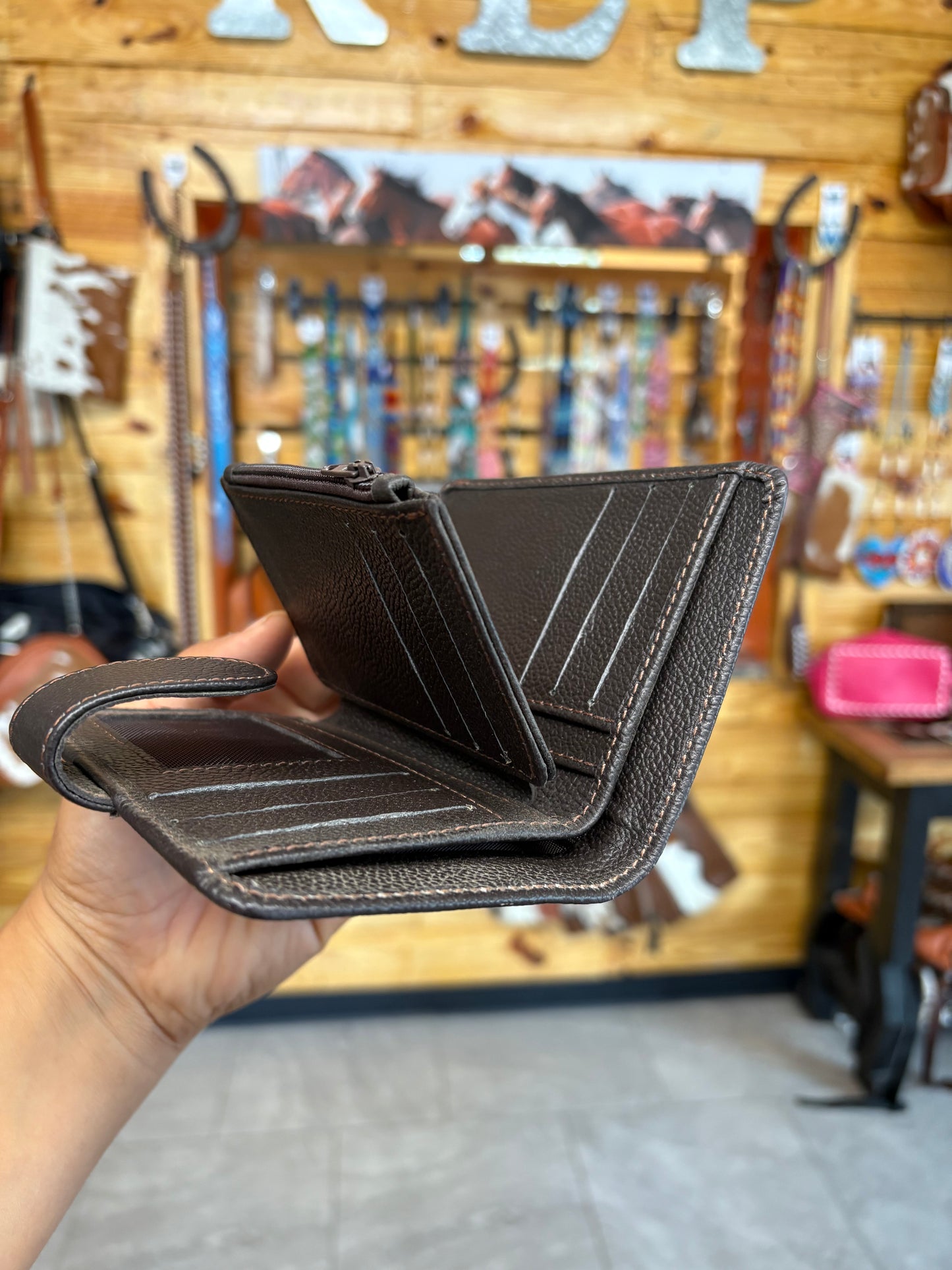 Cowhide Pocket Wallet - Brown