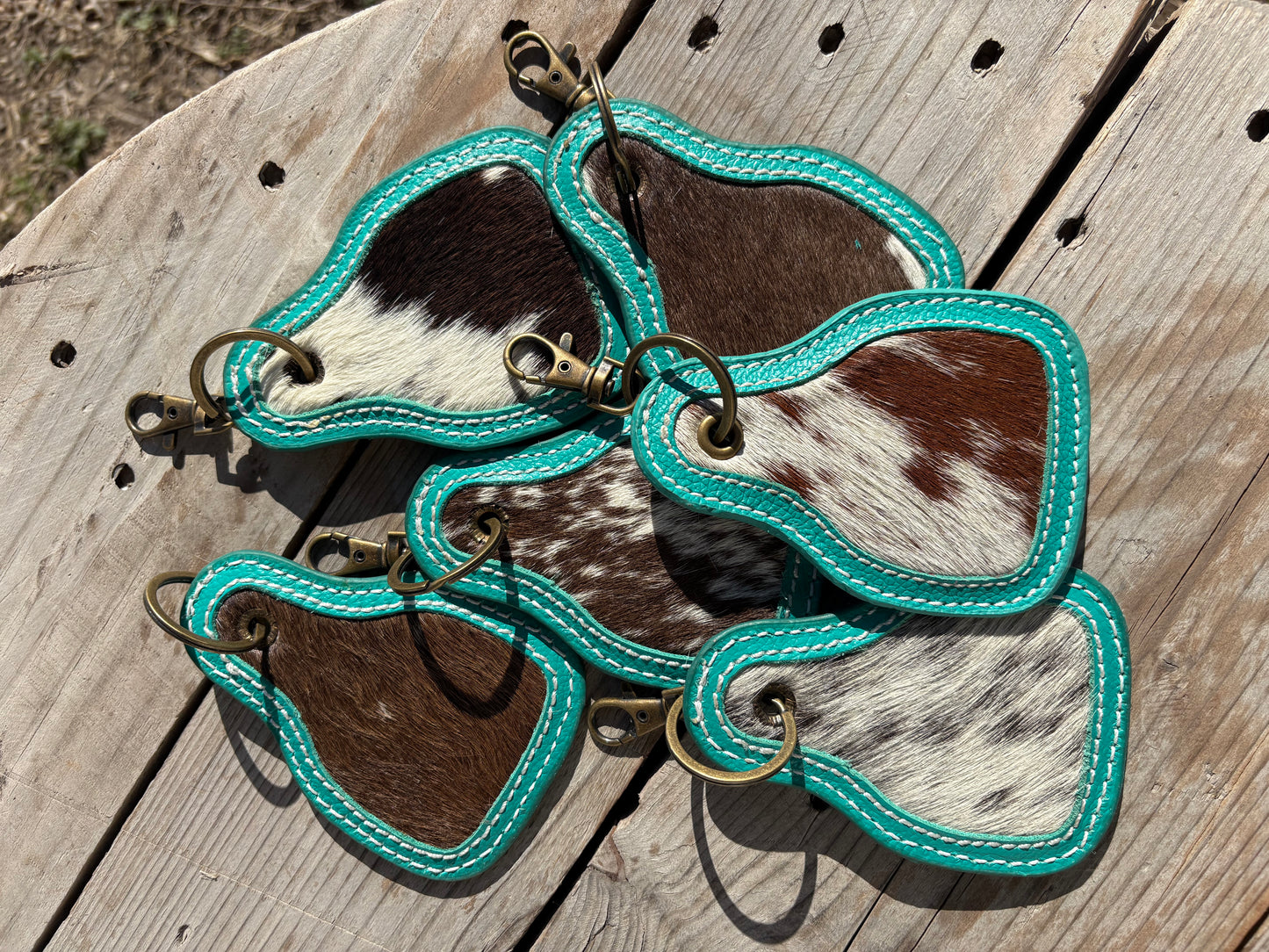 Turquoise Cowhide Keychain