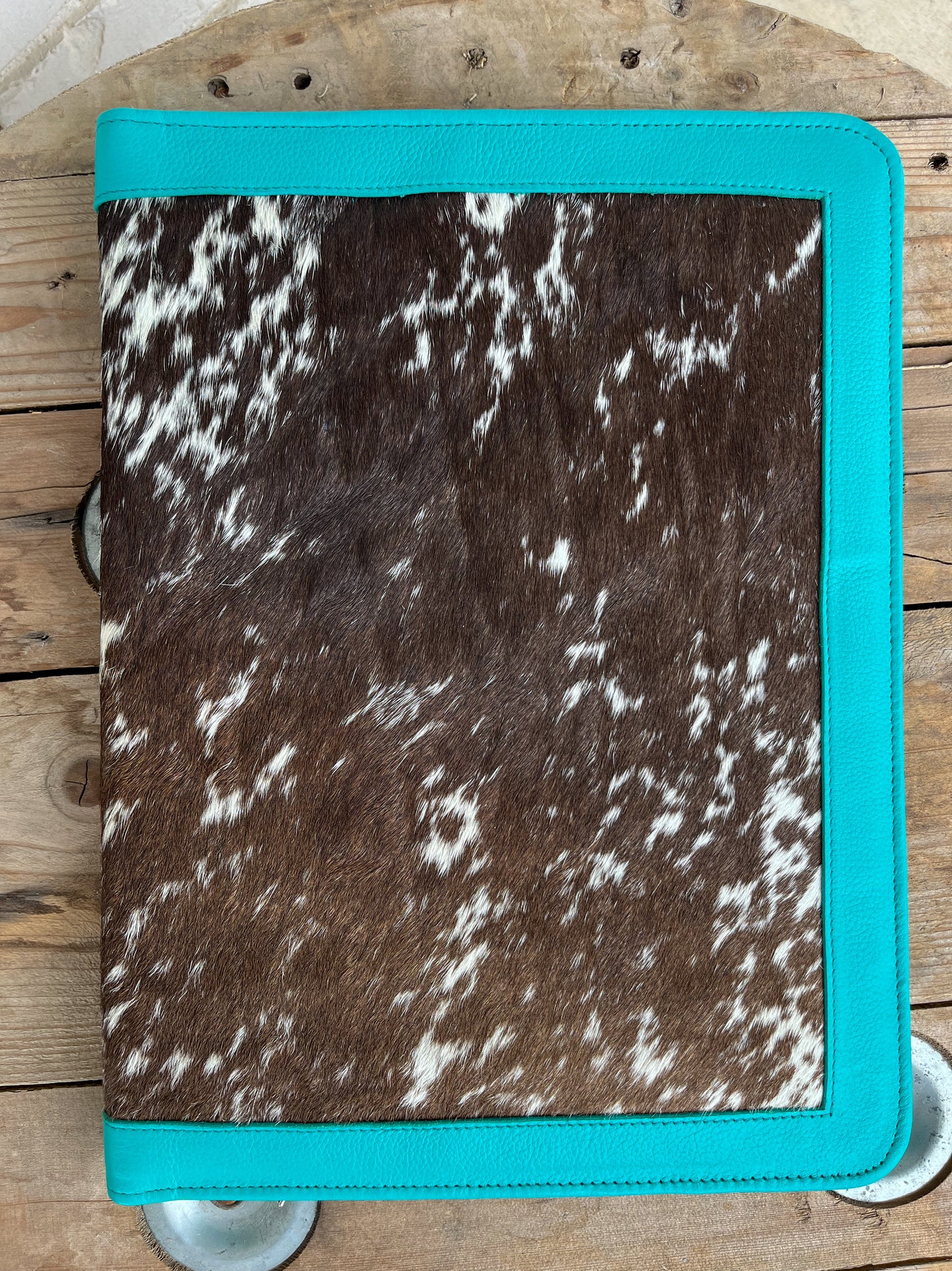 Cowhide + Turquoise Leather Planner (3)