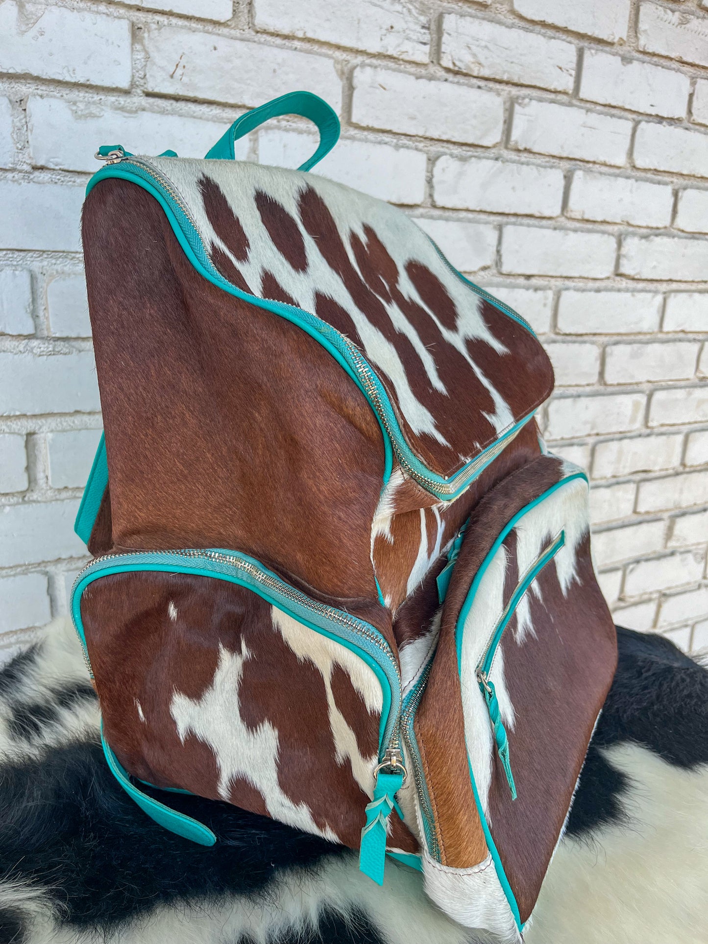 XL Turquoise Cowhide Backpack