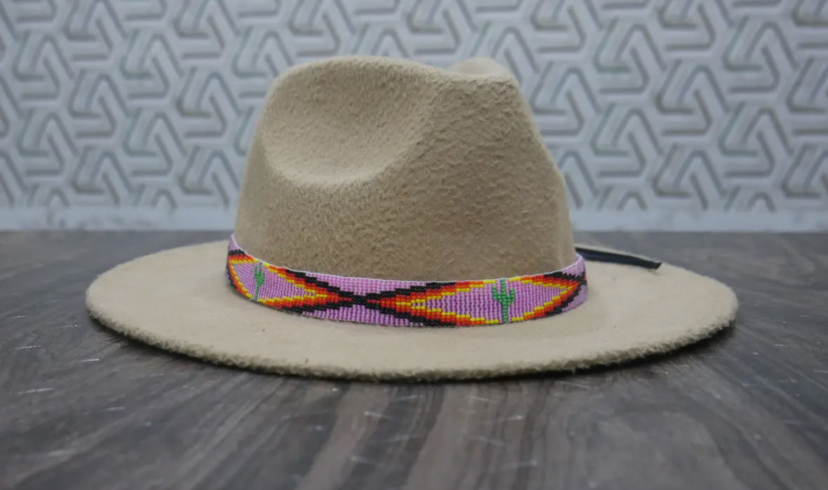 Cactus Pink Beaded Hat Band