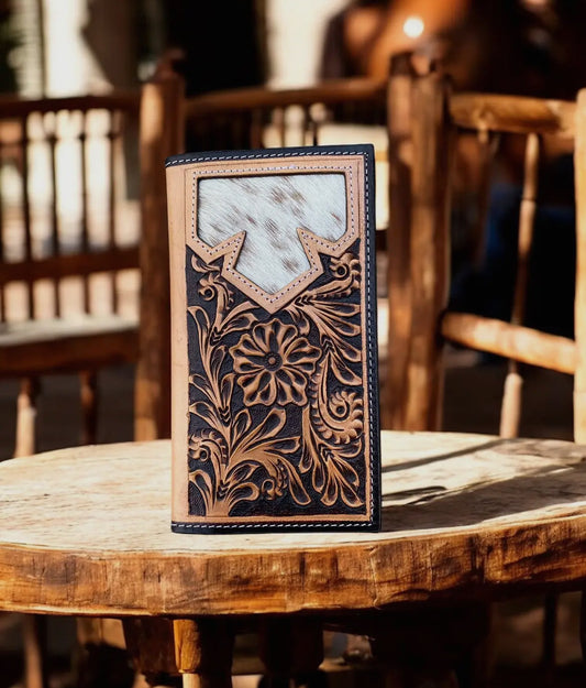 Cowhide + Tooled Leather Wallet