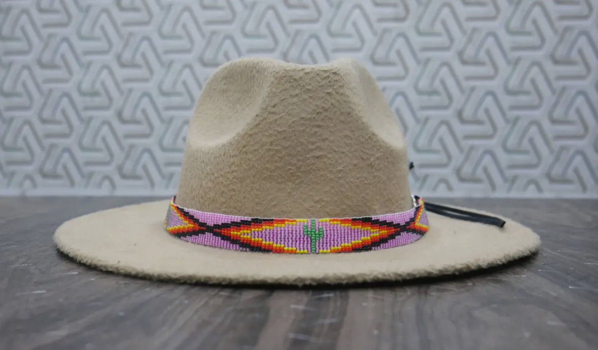 Cactus Pink Beaded Hat Band