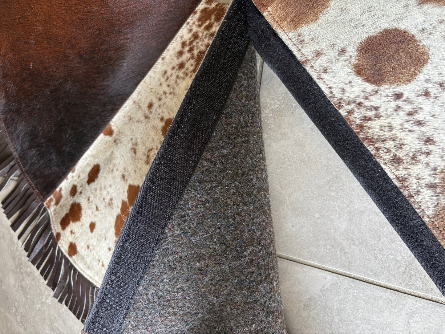 Cowhide Tree Skirt - brown fringe