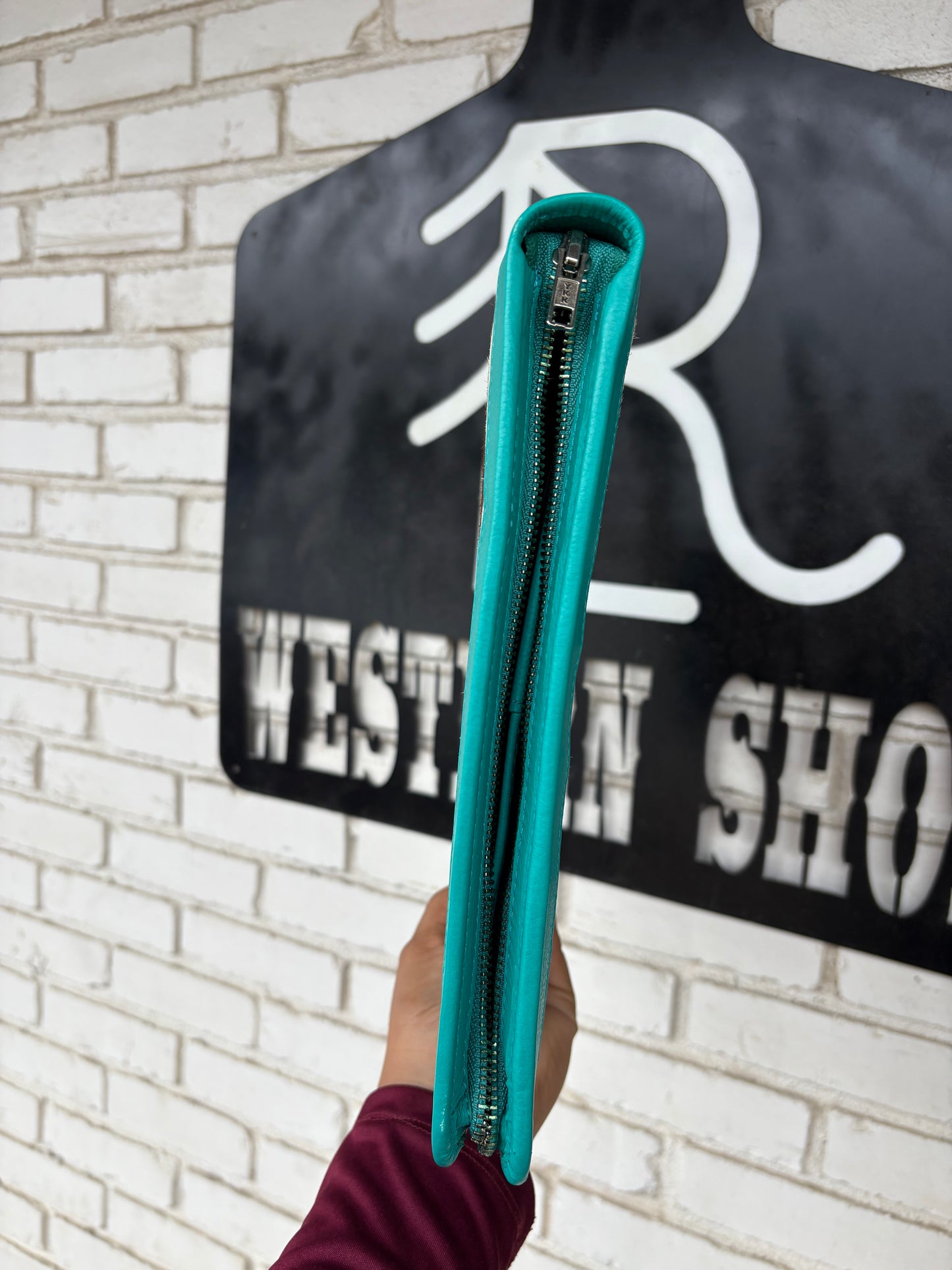 Turquoise Leather Cowhide Binder