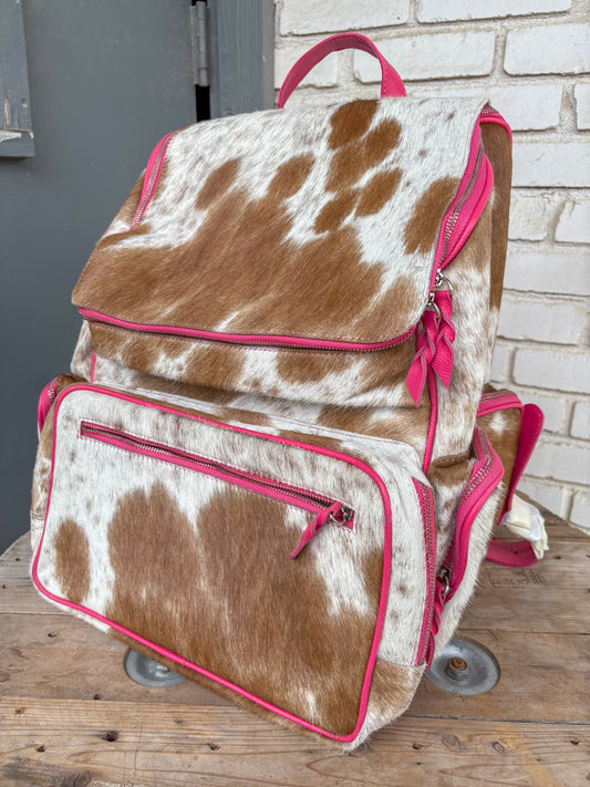 XL Pink Cowhide Backpack