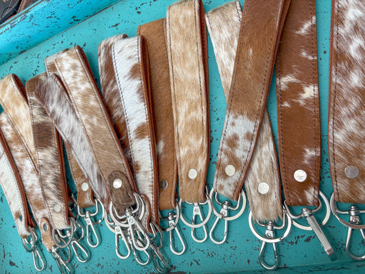 Cowhide Wristlet Keychain - Light Shades