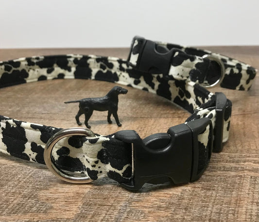 Cowprint Dog Collar- Black