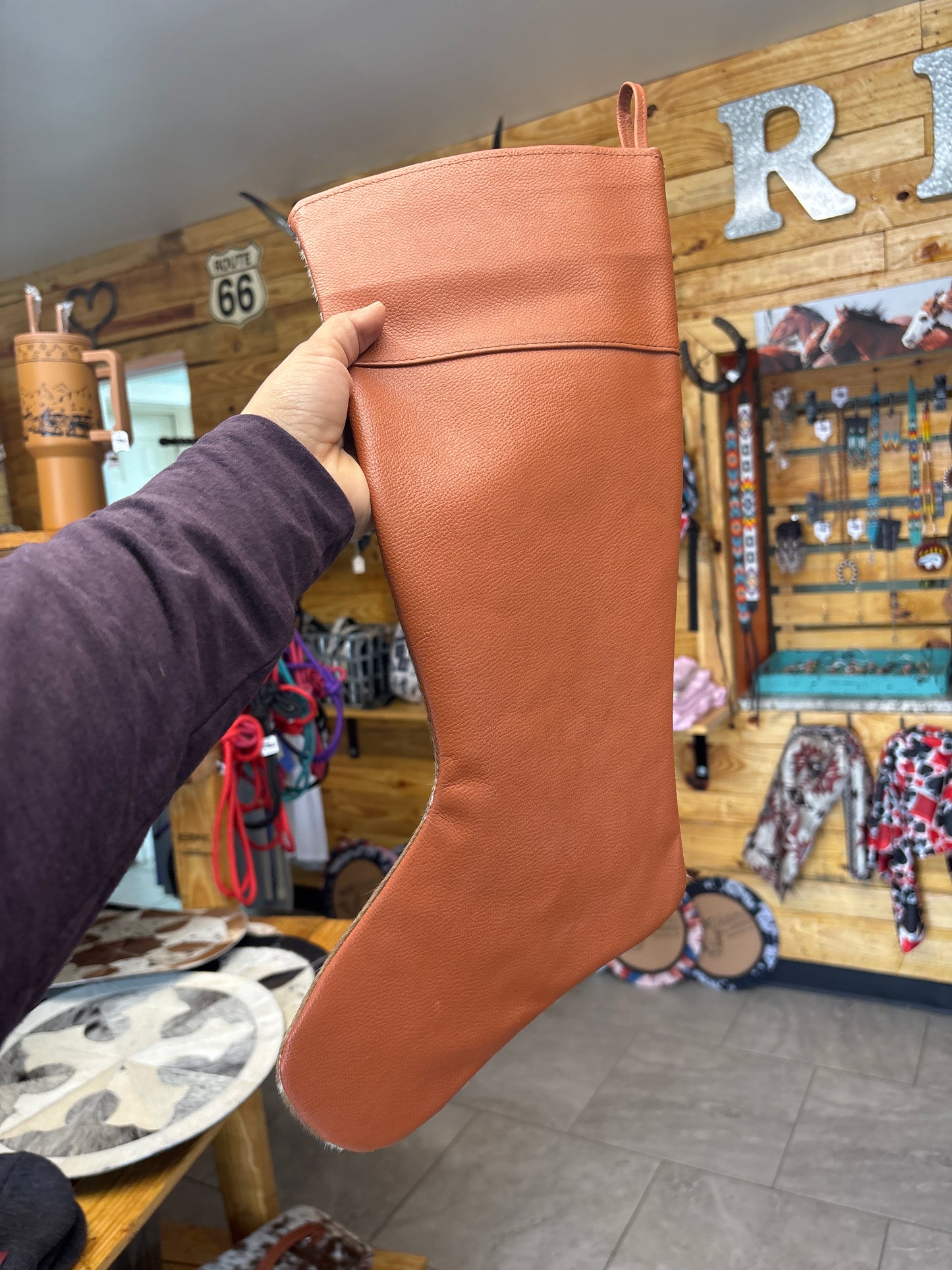 Cowhide Stocking- Tan Leather