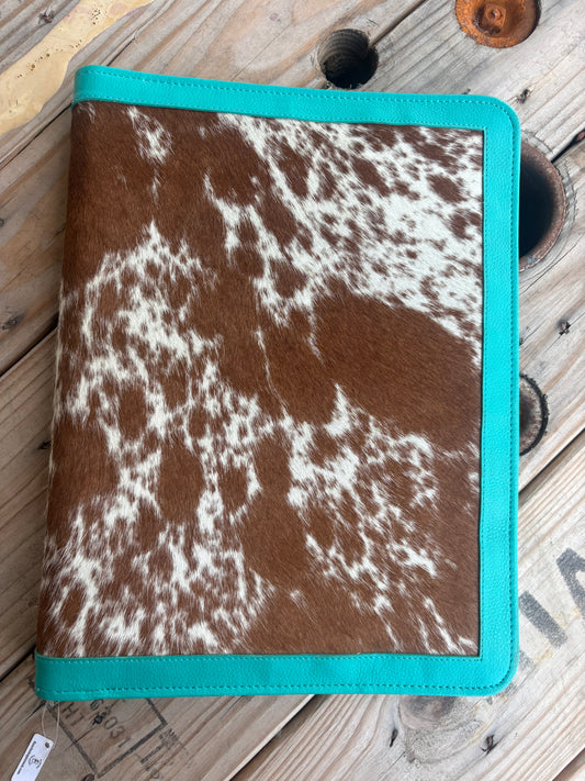 Turquoise Leather Cowhide Planner