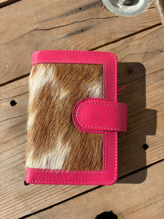 Cowhide Pocket Wallet - pink leather