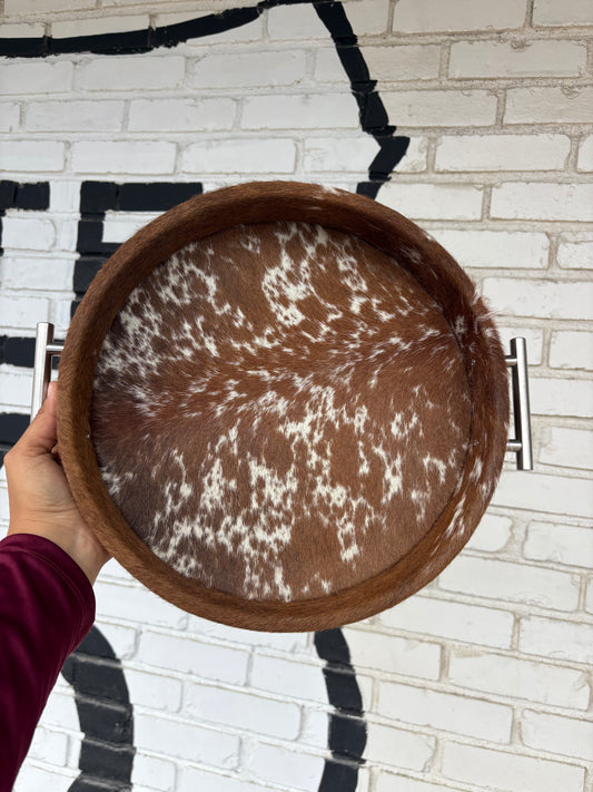 Small Round Cowhide Tray