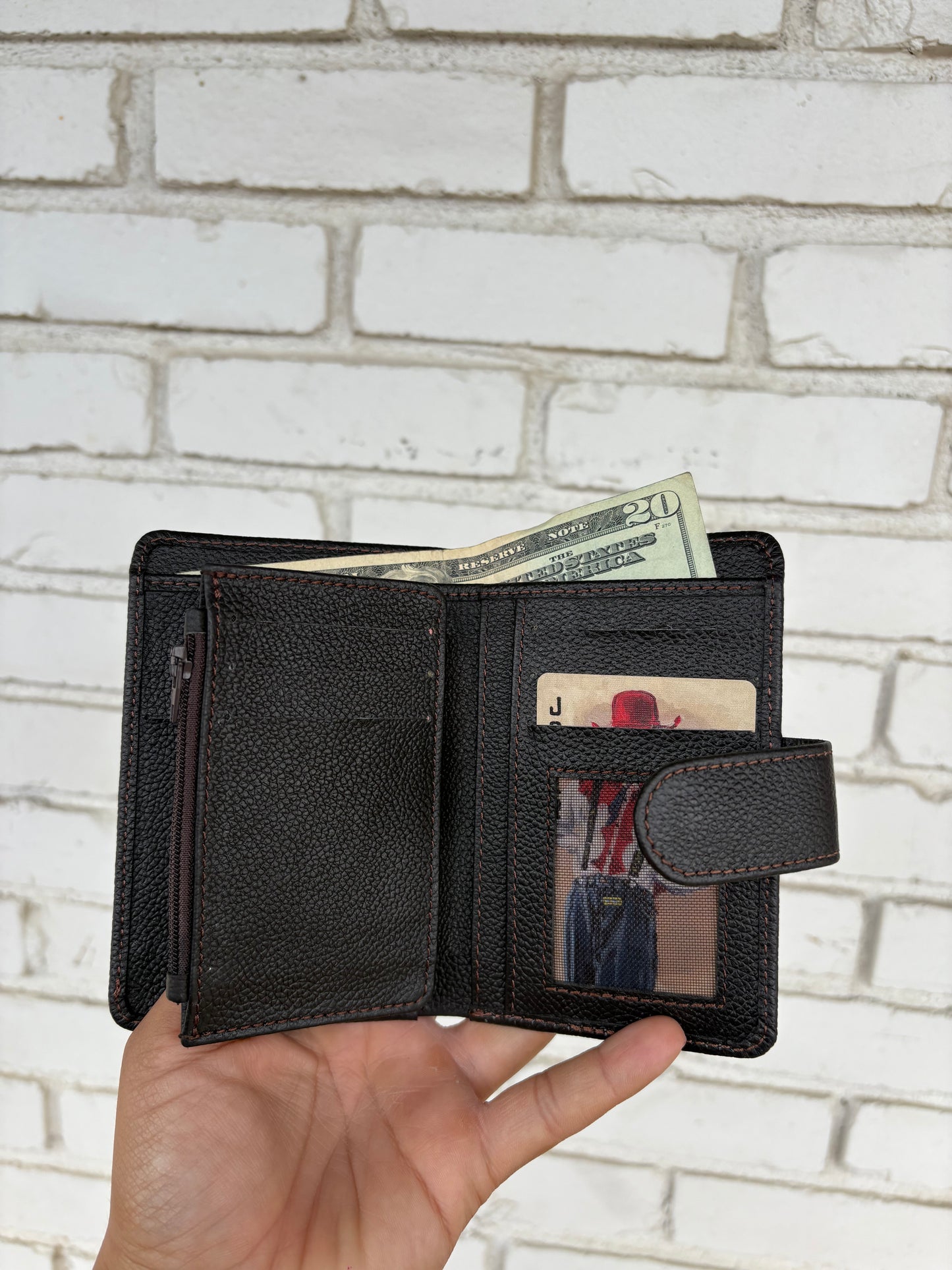 Cowhide Pocket Wallet - brown leather