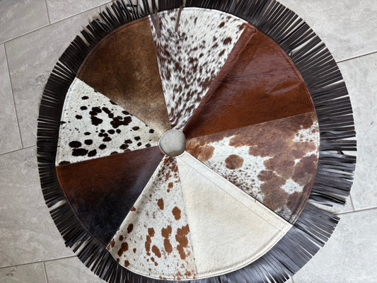 Cowhide Tree Skirt - brown fringe
