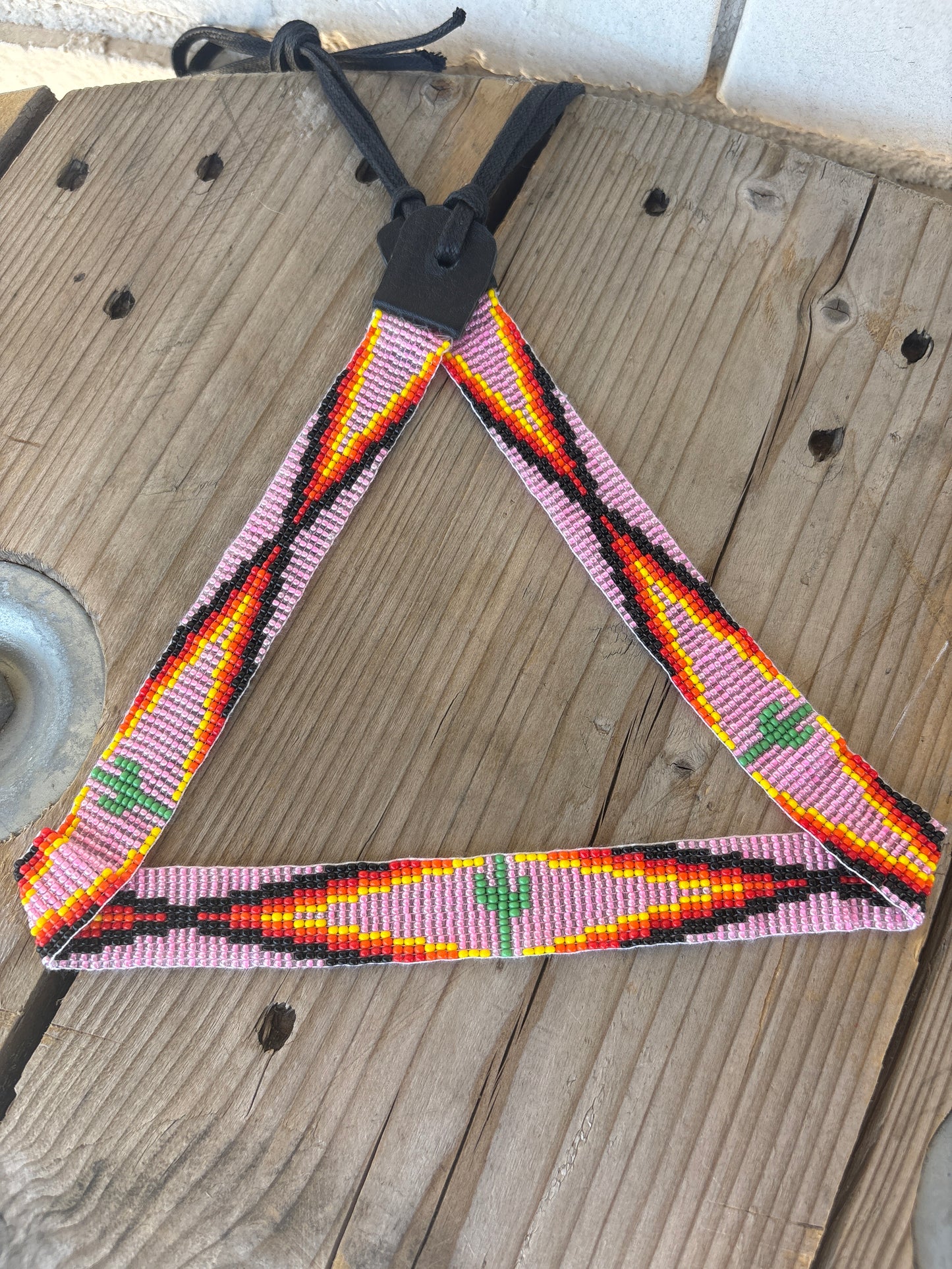 Cactus Pink Beaded Hat Band