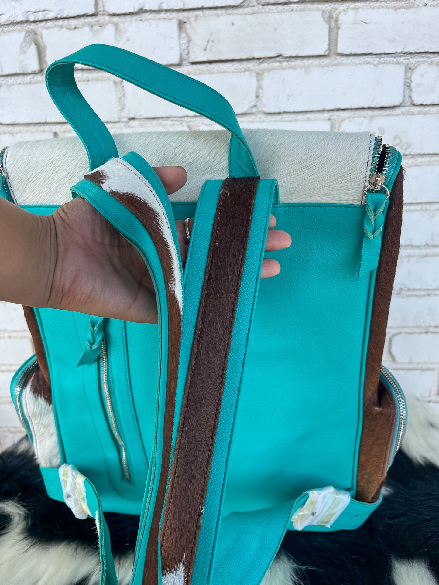 XL Turquoise Cowhide Backpack