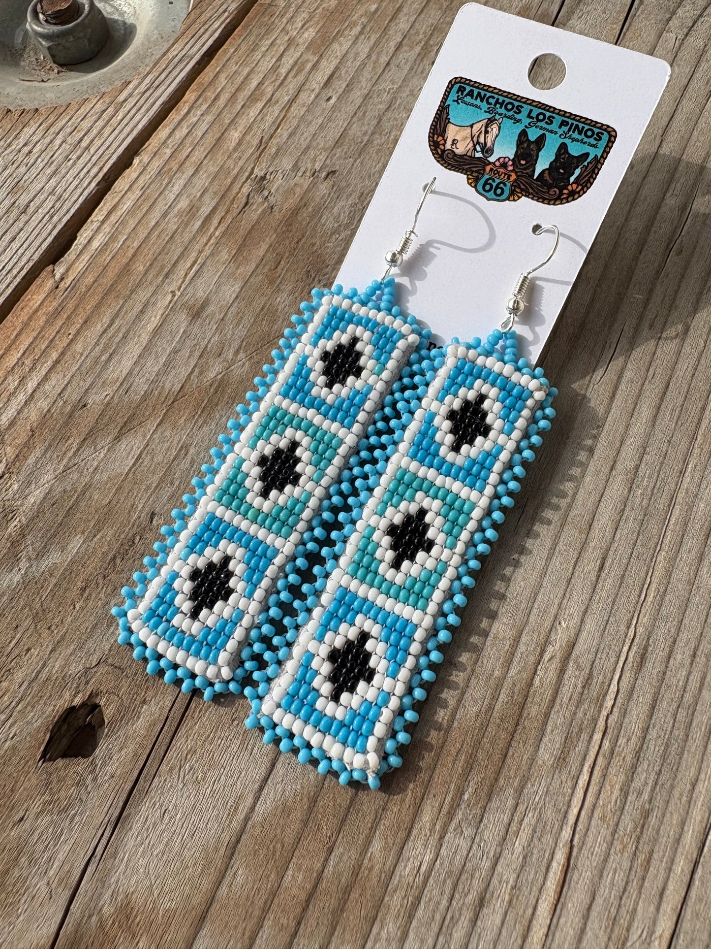 Blue Aztec Bead Earrings