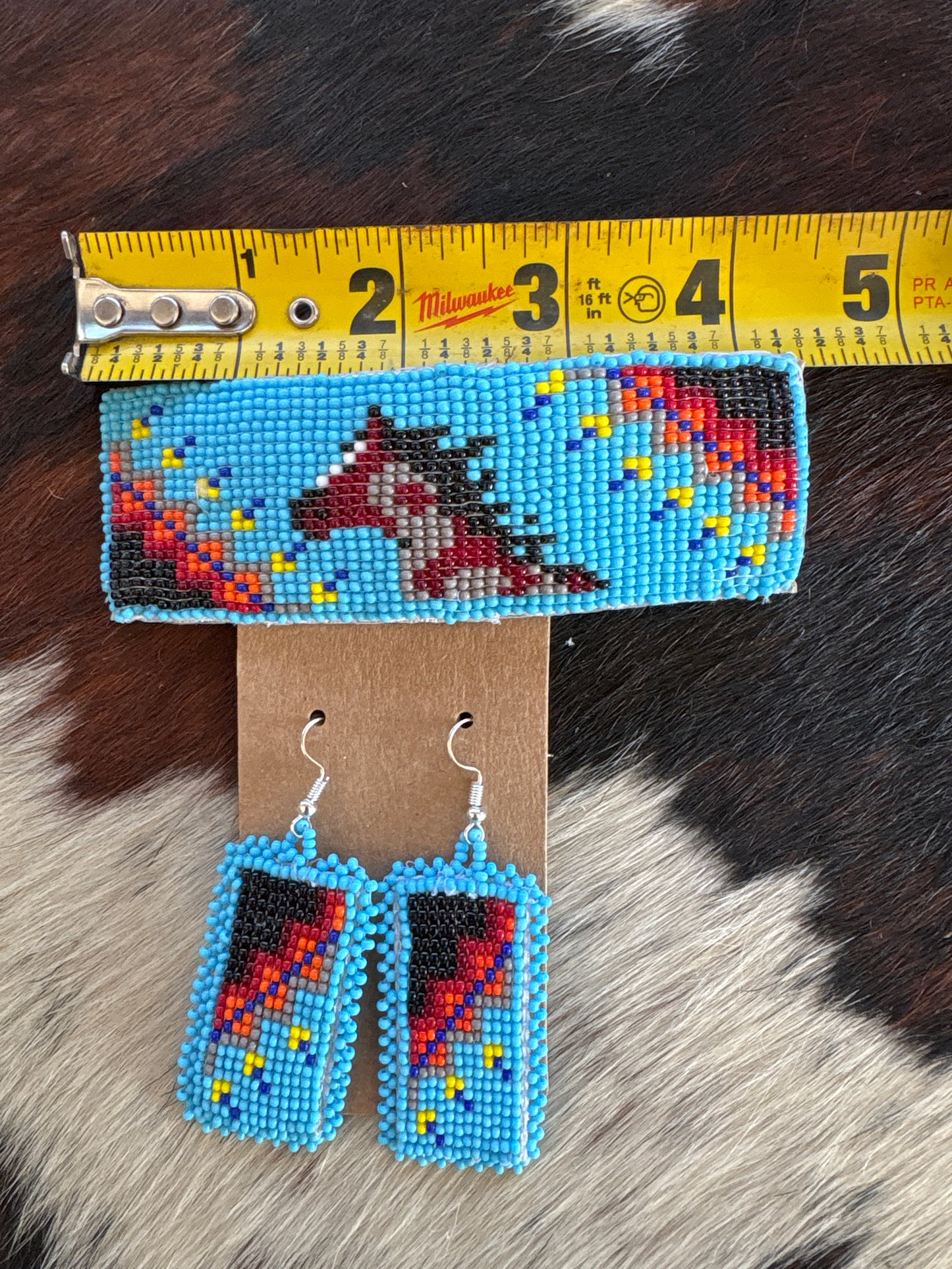 Horse Beaded Hair Barrette + Earrings