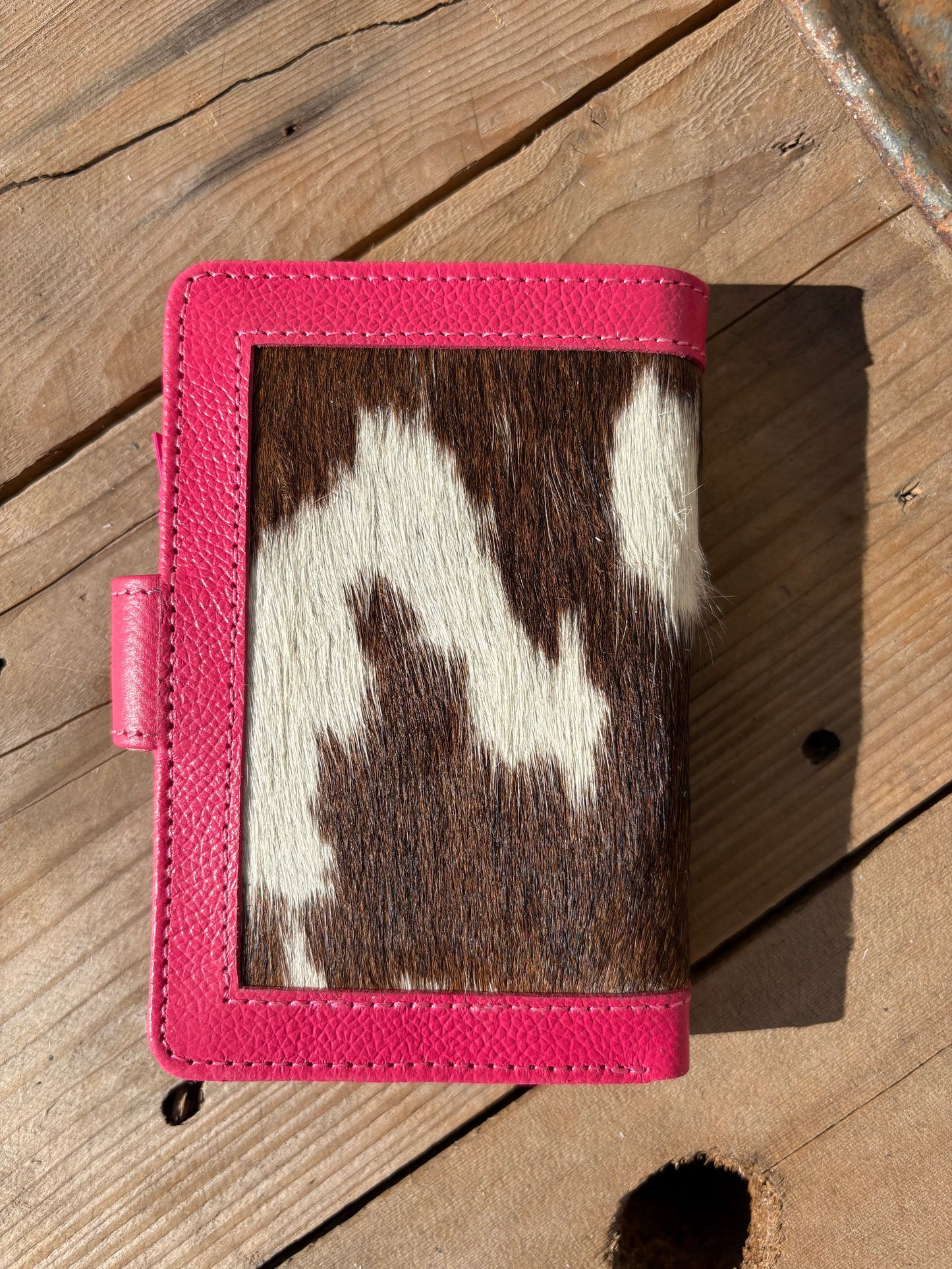 Cowhide Pocket Wallet- pink leather