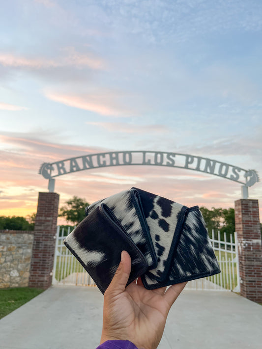 Black Leather + Cowhide Wallet