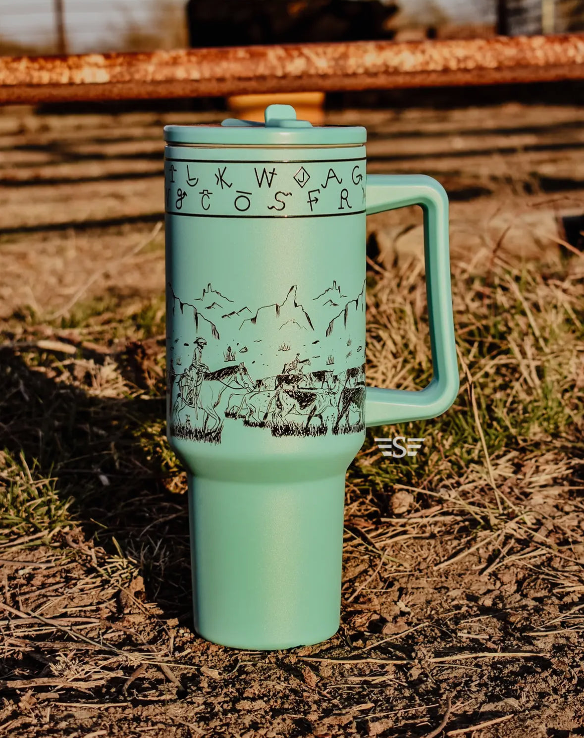 Turquoise Cattle Drive Tumbler - 40oz