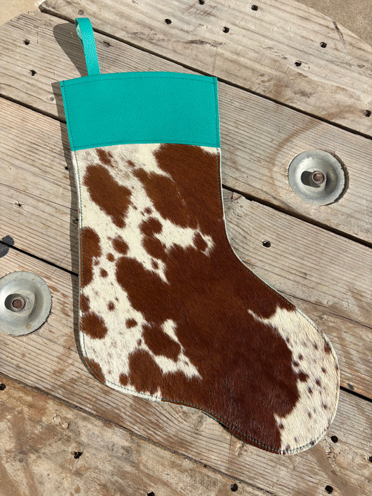 Cowhide Stocking - turquoise