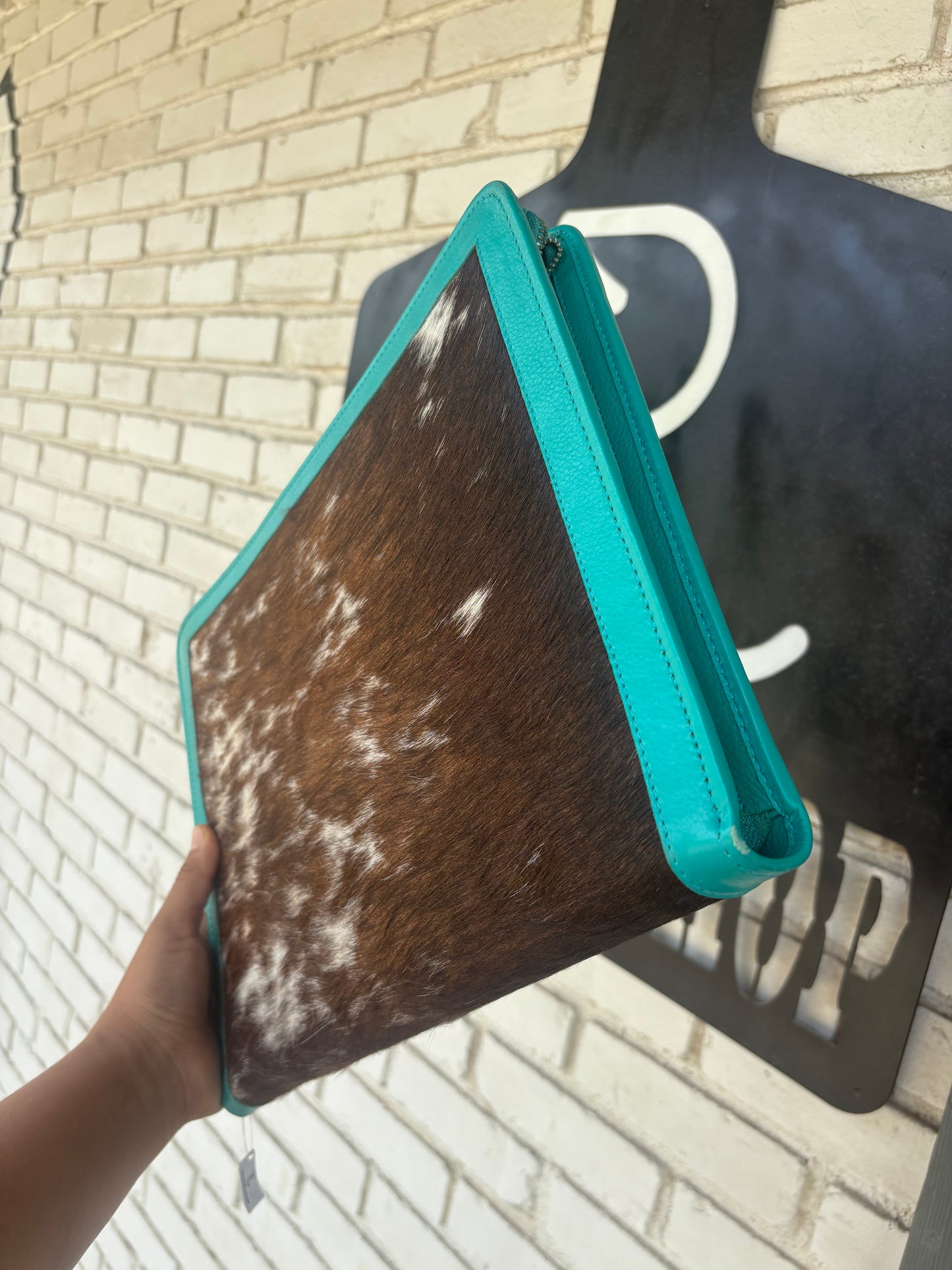 Turquoise Leather Cowhide Planner