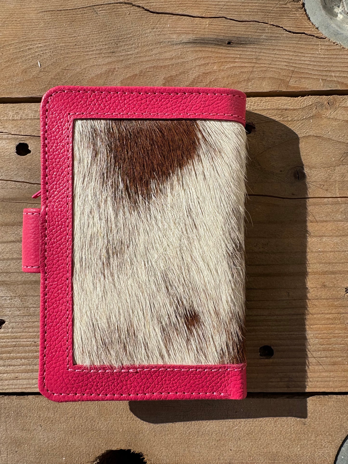 Cowhide Pocket Wallet- Pink Leather