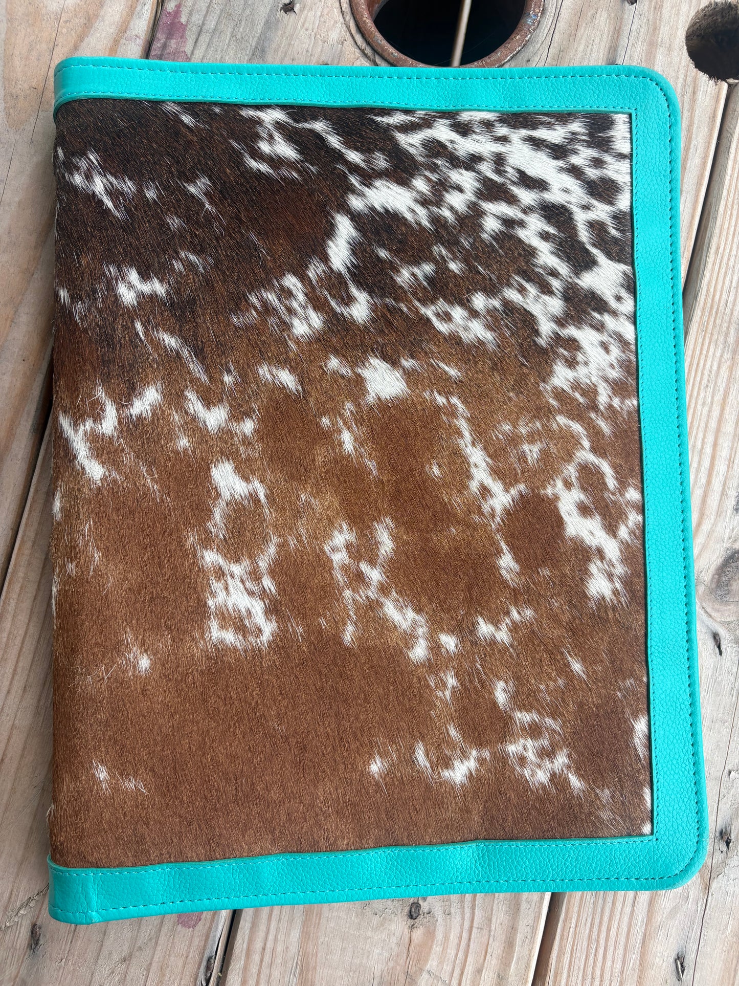 Turquoise Leather Cowhide Binder