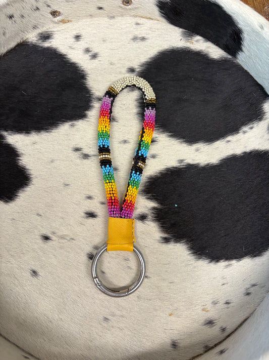 Rainbow Beaded Keychain Wristlet