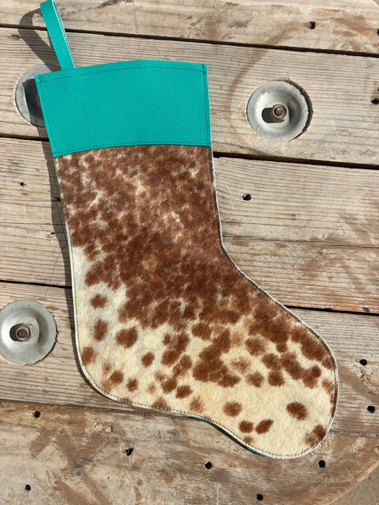 Cowhide Stocking - turquoise