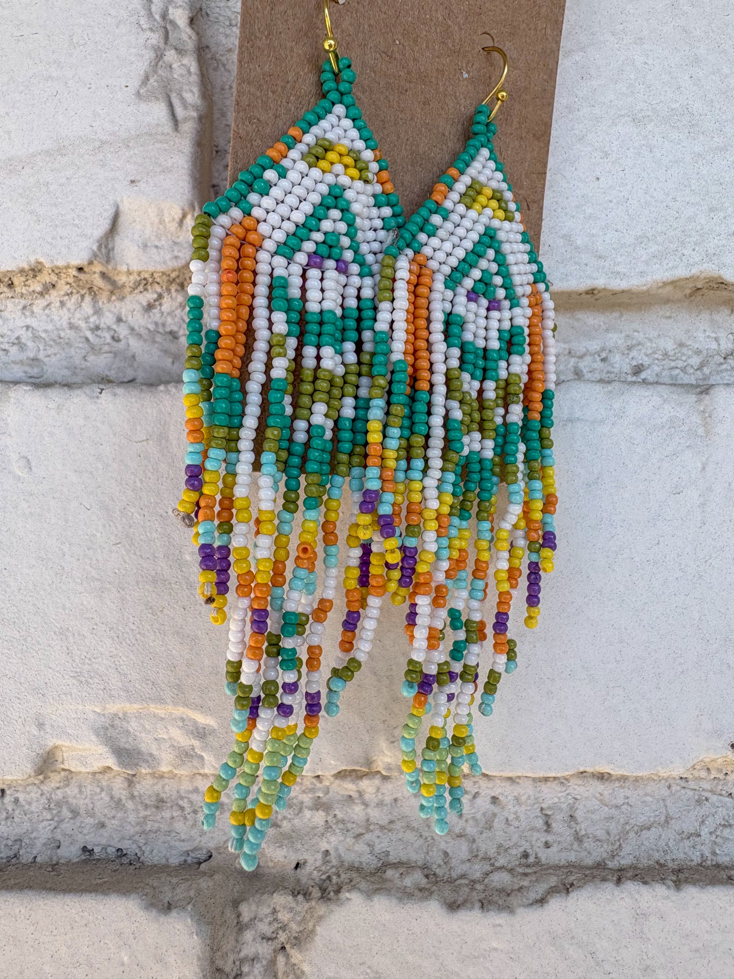 Hand Beaded Drop Earrings